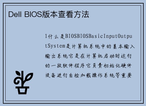 Dell BIOS版本查看方法
